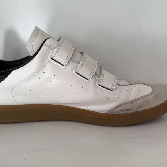 Isabel Marant Black and White Leather Sneakers - Picture 7 of 8